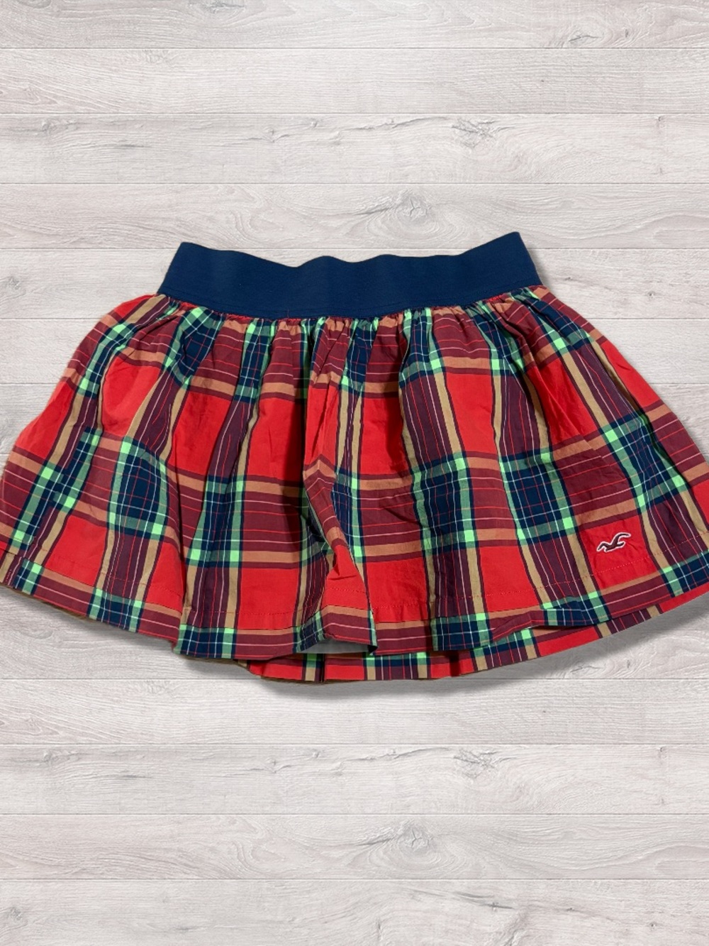 Y2K 2000s Hollister Plaid Mini Skirt Preppy Academia Red Navy Small
